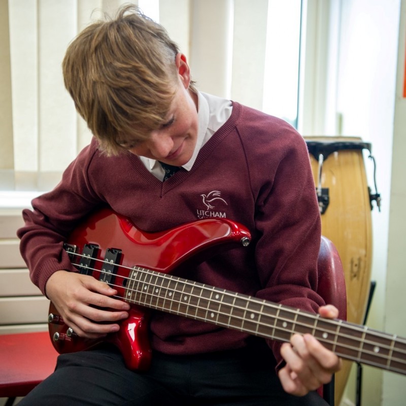 Playing the guitar