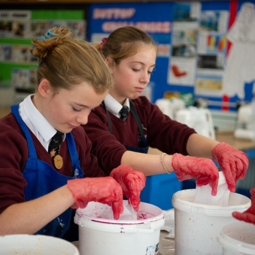 Students doing art