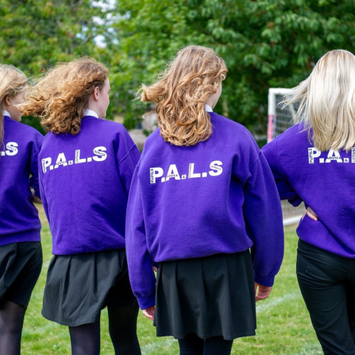 Backs of students
